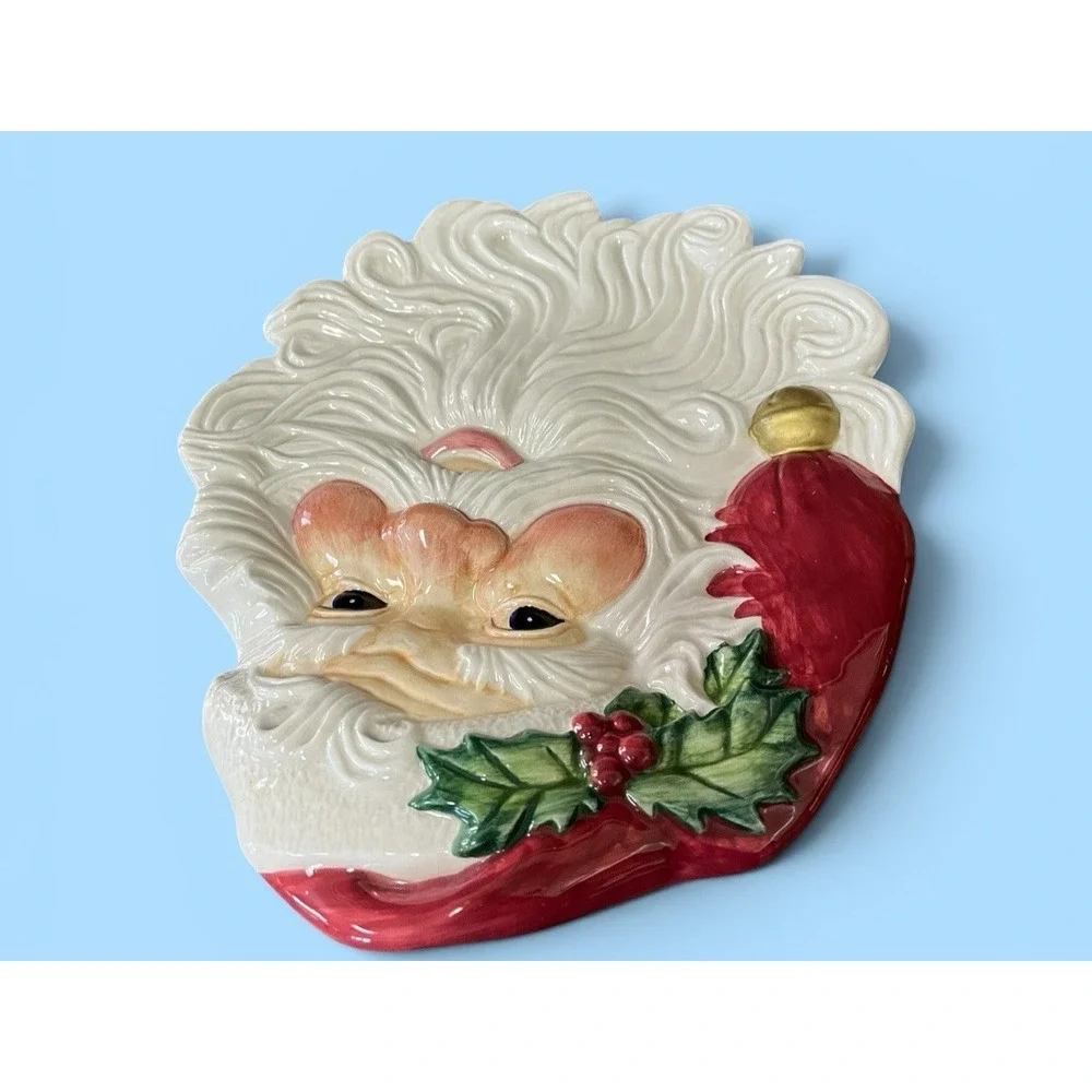 Fitz & Floyd Omnibus Santa Claus Canape Snack Desert Cookie Plate‎ Vintage Xmas